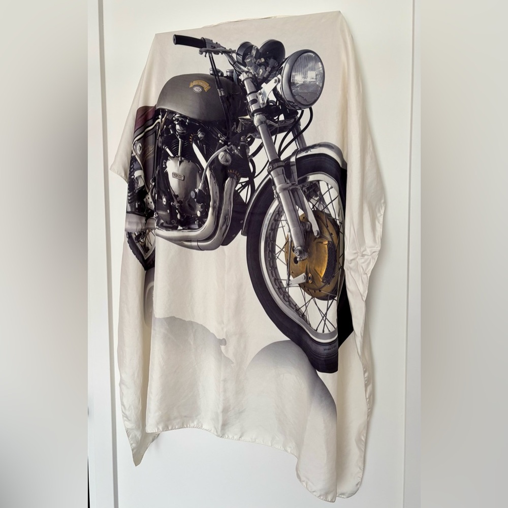 ALFRED DUNHILL 100% Silk Scarf with Motorcycle Design
